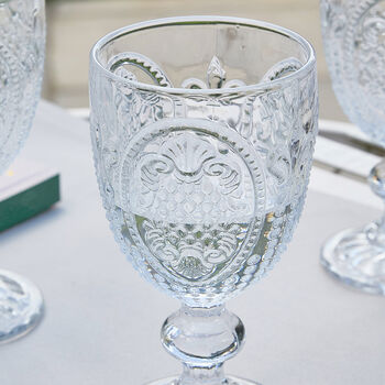 Fleur De Lys Crystal Clear Embossed Wine Glass, 4 of 5