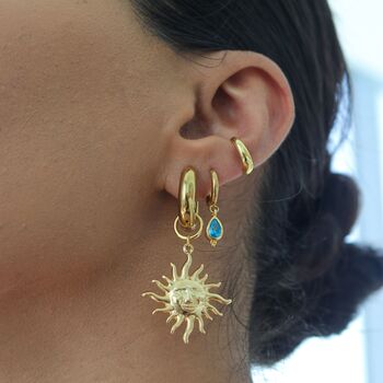18k Gold Plated Filled Celestial Sun Statement Earrings, 4 of 12