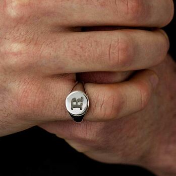 Personalised Initial Round Silver Signet Ring, 5 of 12