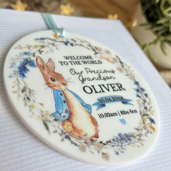 Baby Blue Rabbit Personalised Card, Any Relation, 2 of 3