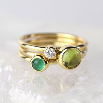 Solid Gold August Birthstone Peridot Stacking Ring, 3 of 5