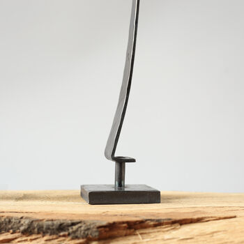 11th Anniversary Gift Tall Steel Elegant Taper Candle Holder. Hand Shaped Curved Handle Design, 7 of 11