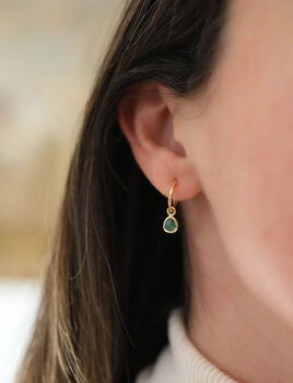 Hampton Silver And Emerald Interchangeable Hoop Earrings, 2 of 4