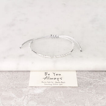Sterling Silver 'Be You Always' Morse Code Bracelet, 6 of 7