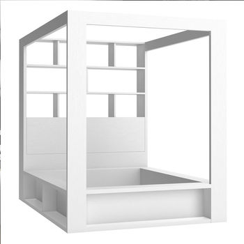 Four Poster King Bed With Storage And Shelves In White, 2 of 4
