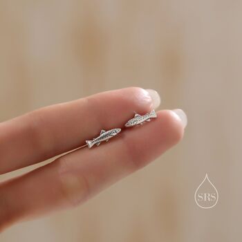 Trout Fish Stud Earrings In Sterling Silver, 4 of 12