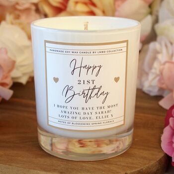 21st Birthday Gift Set For Her Personalised Candle Set, 6 of 8