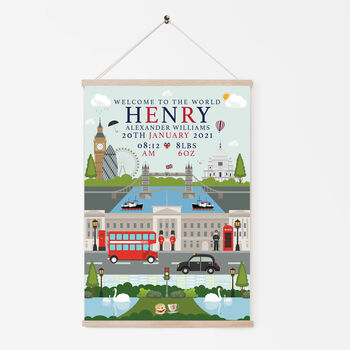 Personalised Keepsake Birth Print London City, 3 of 5