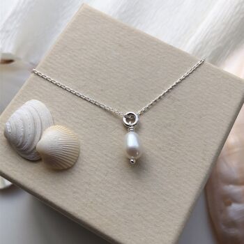 Recycled Sterling Silver And Freshwater Pearl Drop Necklace, 5 of 9