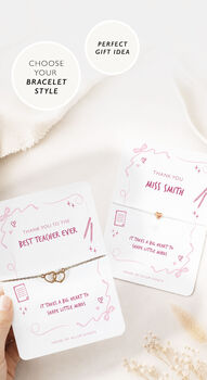 Teacher Thank You Bracelet Gift Best Teacher Pink, 9 of 9