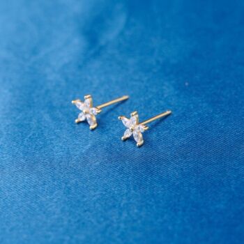 April Birthstone Flower Stud Earrings, 6 of 7