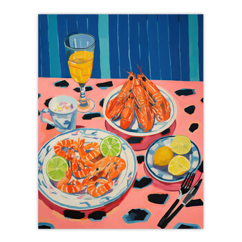 Party Shrimp Seafood Kitchen Foodie Wall Art Print, 6 of 6
