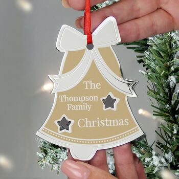 Personalised Golden Bell Christmas Tree Decoration, 3 of 5