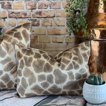 Giraffe Print Velvet Cushion, 2 of 9