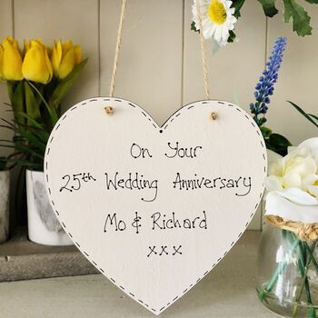 Personalised Anniversary Names Wooden Heart, 3 of 7