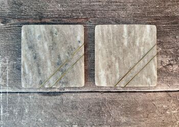 Set Of Two Square Stone Coasters, 3 of 4