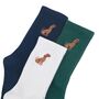 Embroidered Dogs Men's Cotton Crew Socks Three Pack, thumbnail 1 of 5