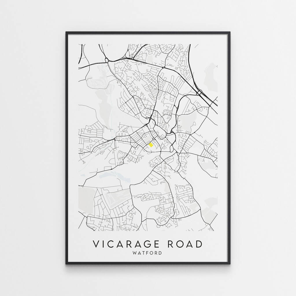 Watford Fc Poster Vicarage Road Football Map Print By MONOSCAPE   Original Watford Fc Poster Vicarage Road Football Map Print 