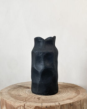 Graphic Black Hammered Aluminium Stylish Vase, 2 of 9