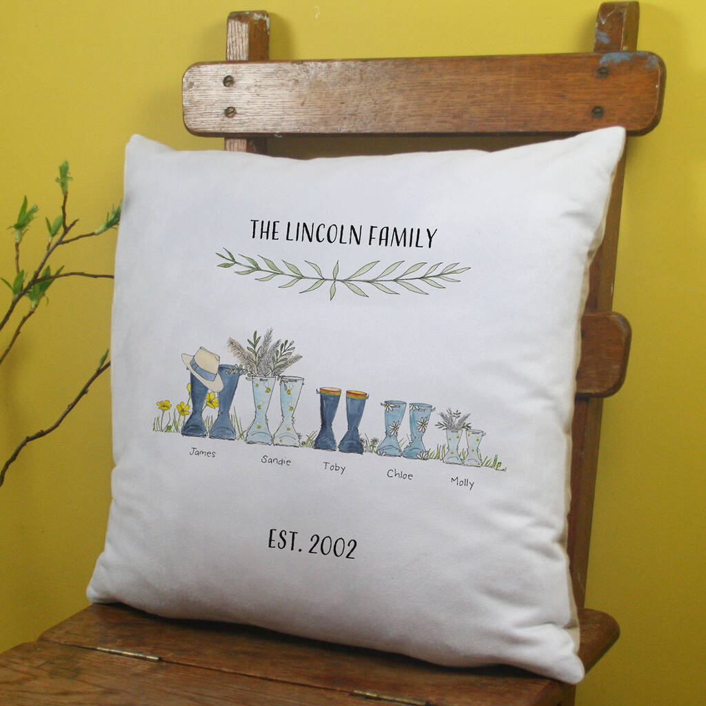Download Personalised Welly Boot Family Cushion Home Kitchen Home Decor Blutailfinancial Com
