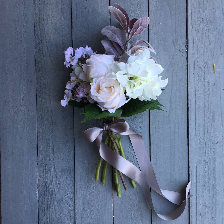 Pastel Hydrangea And Rose Faux Flower Bouquet By Hannah Halfpennie