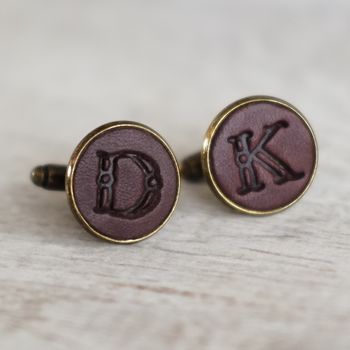 Personalised Leather Initial Cufflinks, 7 of 12