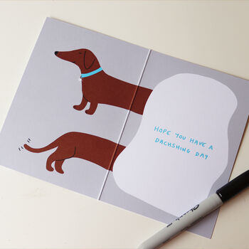 Be Dashing Dachshund Dog A6 Greeting Card, 2 of 2