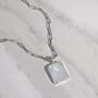 The Rectangle Moonstone Necklace, Silver, thumbnail 5 of 9