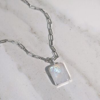 The Rectangle Moonstone Necklace, Silver, 5 of 9