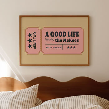 Ticket To A Good Life Personalised Wedding Gift Print, 2 of 12