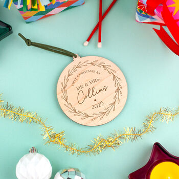 Personalised Mr And Mrs First Christmas Bauble, 4 of 7