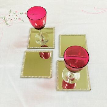 Set Of Four Glass Mirrored Coasters, 4 of 6
