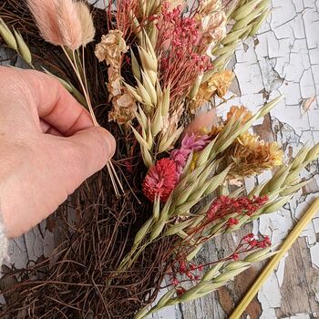 Dried Flower Diy Wreath Kit, Pink, 4 of 11