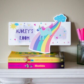 Personalised Girl's Unicorn Bedroom Door Sign Plaque, 11 of 12