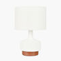 White And Wood Effect Textured Ceramic Table Lamp, thumbnail 3 of 8