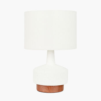 White And Wood Effect Textured Ceramic Table Lamp, 3 of 8