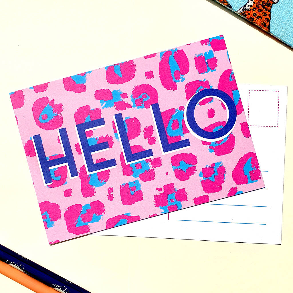 Hello Leopard Print Postcard, 1 of 4