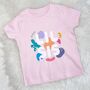 Bright Abstract Big Sis Lil Sis Pink T Shirt Set, thumbnail 3 of 4