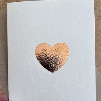 Handmade Rose Gold Leaf Love Heart Engagement Card, 5 of 6
