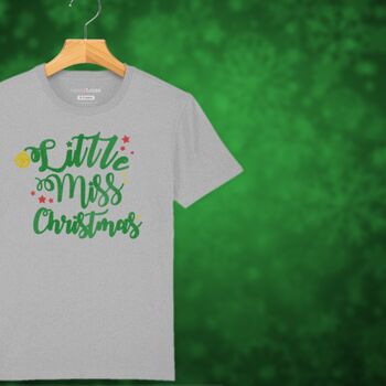 'Little Miss Christmas' Glittery Girls Christmas T Shirt, 6 of 12