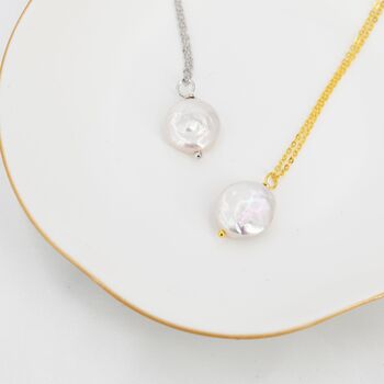 Coin Baroque Pearl Necklace In Sterling Silver, 4 of 11