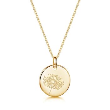Personalised Birth Flower Necklace 18 K Gold Plated, 3 of 9