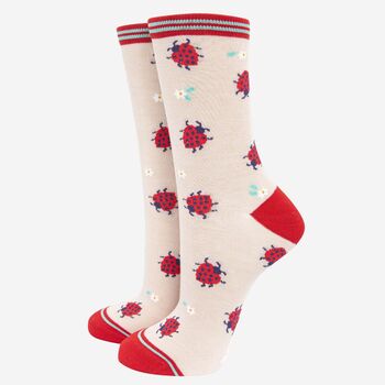 Women's Love Heart Ladybird Bamboo Socks, 2 of 4
