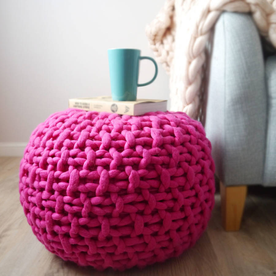 plympton colour hand knitted footstool by lauren aston