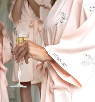 Special Offer Personalised Wedding Dressing Gown Bridesmaid Butterfly Embroidered, 5 of 7