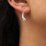 Curved Teardrop Bean Sterling Silver Earrings, thumbnail 3 of 6