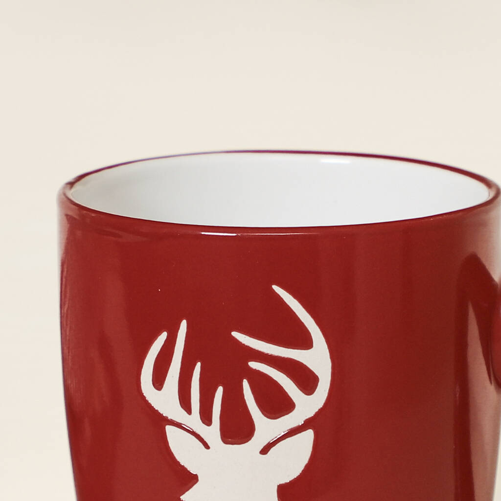 Set Of Four Christmas Reindeer Mugs By Dibor