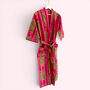 Pink Tiger Print 100% Cotton Dressing Gown, thumbnail 3 of 6