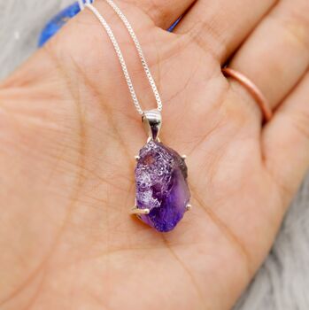 Raw Amethyst Chain Pendant Necklace, 3 of 12