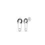 Sterling Silver Black Jewelled Safety Pin Stud Earring, thumbnail 4 of 6